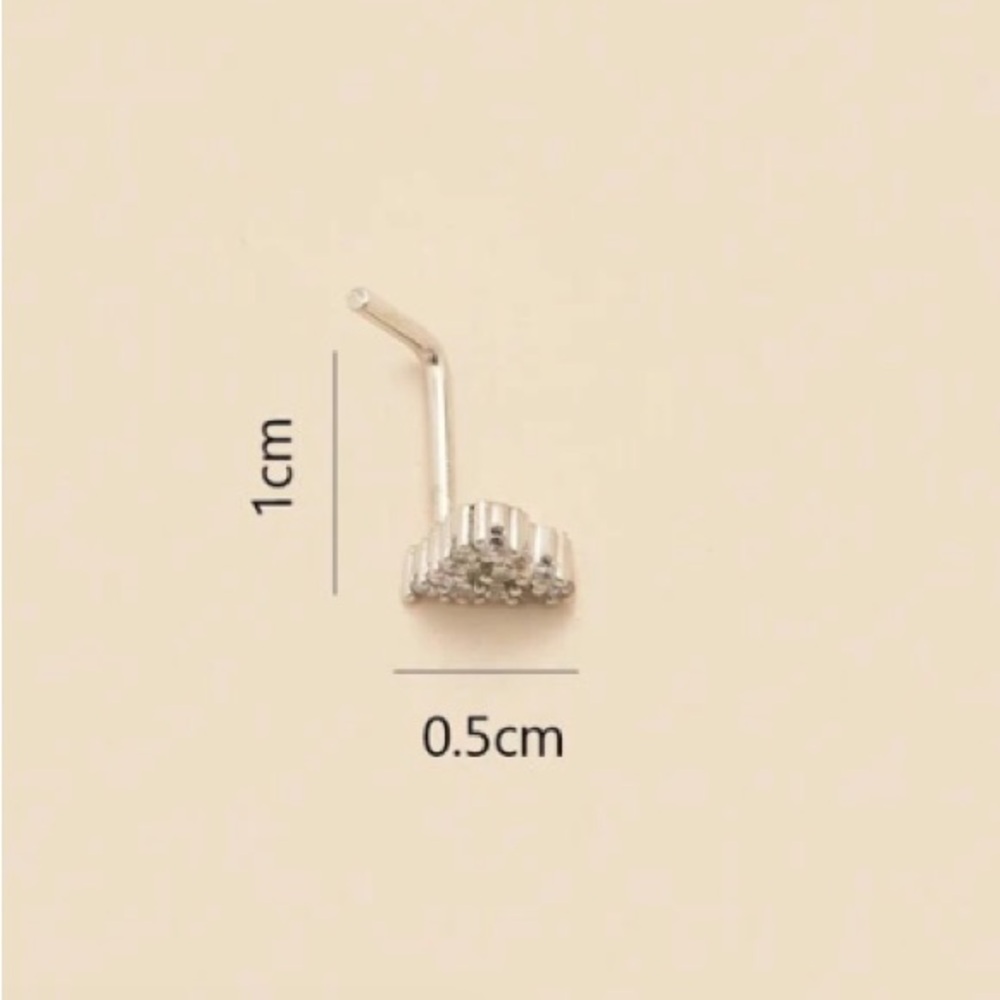 Nose Ring- Hollow Out Heart Shape Nose Stud Ring, Nose Piercing Silver tone - Picture 3 of 12